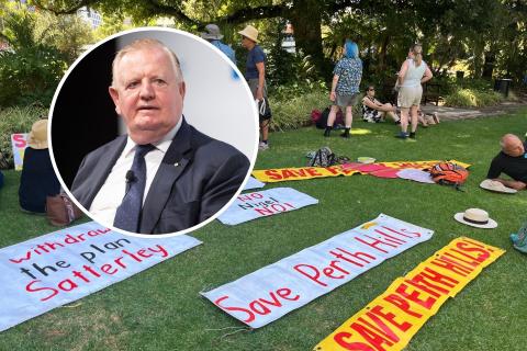 Nigel Satterley (inset) plans a residential development in Perth Hills, to community's opposition.