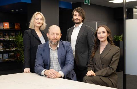 Elisha Newell, Jack McGinn and Isabel Vieira, with Sean Cowan (front). 