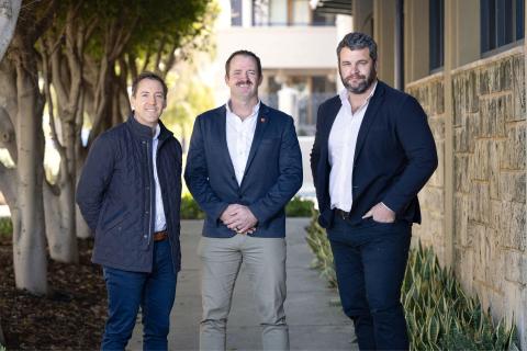 Luke Gleeson (centre) with co-directors Rupert Kerr (left) and Peter Nixon. Photo: Michael O’Brien
