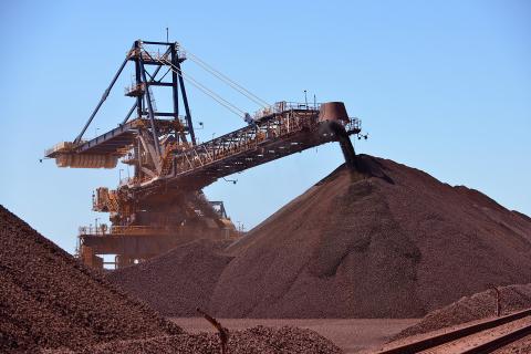 Roy Hill's port stockpiles in Port Hedland.