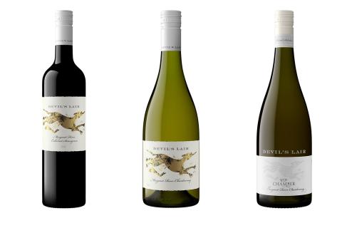 L-R: Devil’s Lair Margaret River cabernet sauvignon 2023, Margaret River chardonnay 2024, 9th Chamber chardonnay 2023.
