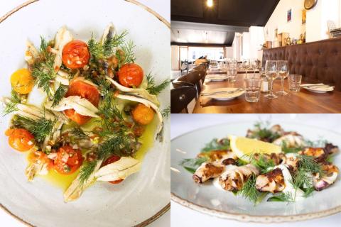 The white anchovy fillets (left) and calamari are among the balanced offerings at Piccolo Trattoria. Photos: Michael O’Brien