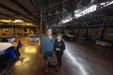 Derek and Mary Nenke in the Cambinata Yabbies shearing shed. Photo: Tom Zaunmayr
