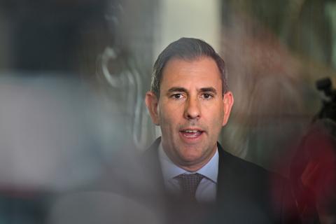 Treasurer Jim Chalmers speak to journalists at a press conference at Parliament House in Canberra, Wednesday, November 26, 2025. (AAP Image/Mick Tsikas) 