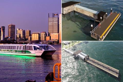The state government wants to expand the ferry service (left) with two terminals in Applecross (top right) and Matilda Bay (bottom right). Images: via WAPC documents