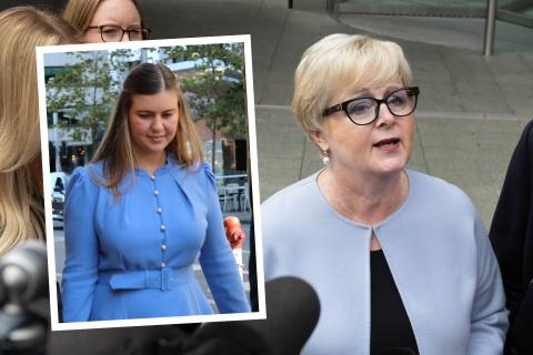 Brittany Higgins (inset) came forward with allegations of assault while she worked in Linda Reynolds' office. 