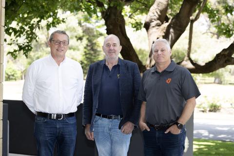 David Paull, Fergus Campbell and Michael Eidne from Yilgarn Iron. Photo: Tom Zaunmayr