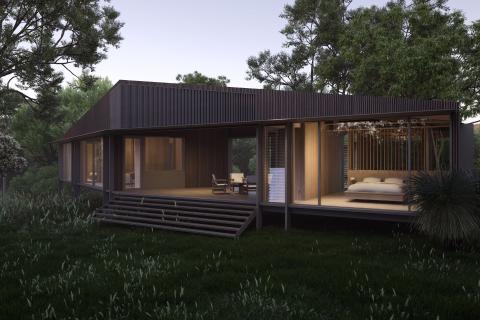 A render of the Bunker Bay chalet. Image: KHA
