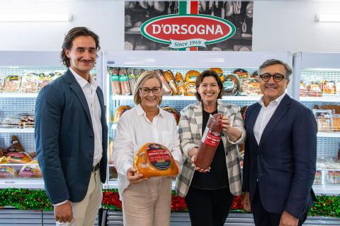 D’Orsogna board members Giorgio Di Giulio, left, and Eugene D’Orsogna, right, with Bicton MLA Lisa O’Malley and WA Agriculture and Food Minister Jackie Jarvis.