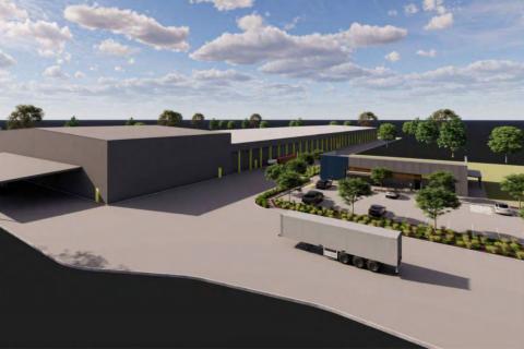 A render of Delroy Orchards' proposed packing warehouse. Image: Mulder Kampman designs via DAP documents