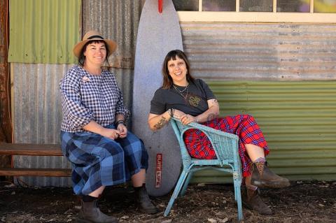 Western Australian Production Designer Emma Fletcher and Western Australian Costume Designer Lien See Leong on the set of Breakers in Busselton, Western Australia. Photo: David Dare Parker.