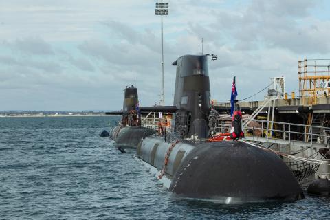 A submarine docked at Garden Island. Photo: Tom Zaunmayr.