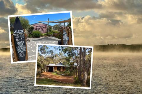 Inset photos: Denmark’s Good Food Factory, Denmark Forest Retreat. Background: Walpole Inlet