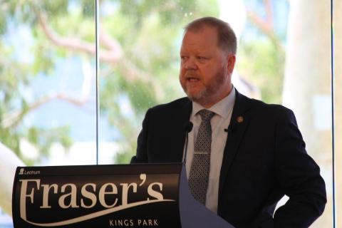 Matthew Swinbourn speaks at a CEDA event.
