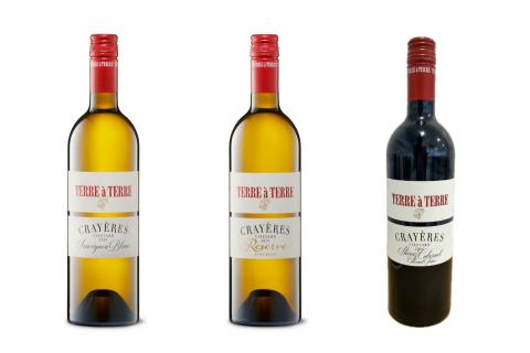 L-R: Terre a Terre sauvignon blanc, Reserve fume blanc and Shiraz cabernet