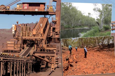 A waterhole in the Bungaroo pictured in 2022 with water, and dry in 2026.