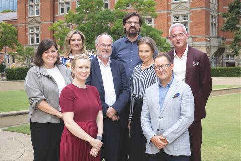(L-R) Jess Bukowski with McKell Institute WA advisory committee members Olivia Crowley, Fiona Lander, Bill Johnston, Owen Whittle, Astrid Serventy, Justin Scanlan and Anthony Fisk. Photo: Michael O’Brien