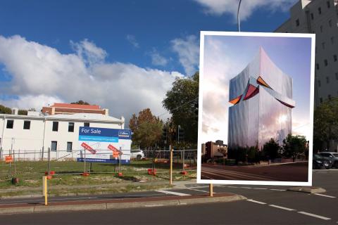 The site on Wellington Street, West Perth, was earmarked for a boutique hotel (inset).