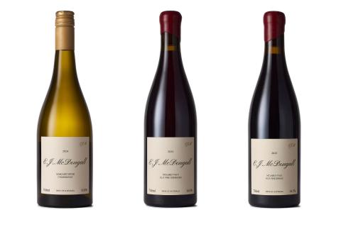 L-R: EJ McDougall Margaret River chardonnay 2024; Old Vine grenache; Old Vine shiraz.