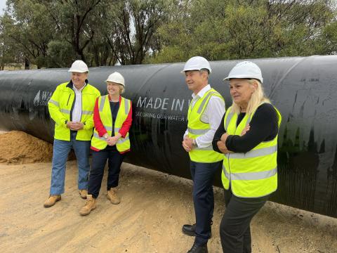 Water Minister Don Punch, Butler Mp Lorna Clarke, Premier Roger Cook and Wanneroo MP Sabine Winton. Photo: Gary Adsheadand 