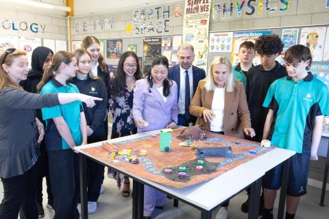 Sabine Winton (centre right) playing Quenda Quest with Lakeland SHS students. Photo: Michael O'Brien