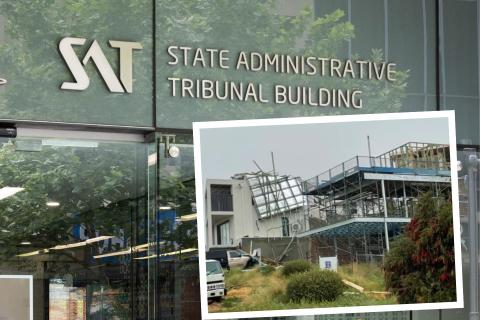 A builder and its nominated supervisor were fined over work at a Scarborough home (inset) in the State Administrative Tribunal. Photo: Michael O'Brien
