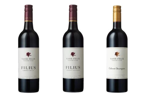 L-R: Vasse Felix Filius cabernet merlot; Filius cabernet sauvignon; cabernet sauvignon 2024.