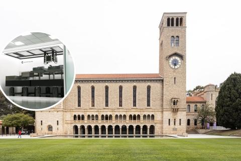 Main pic: University of Western Australia. Photo: Attila Csaszar. Inset: Quantinuum's Helios system. Photo: Supplied.