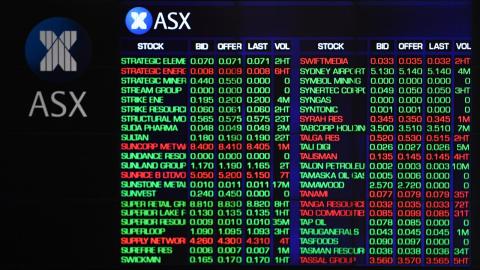 The indicator board at the ASX in Sydney (file image)