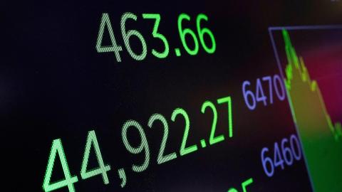 A board above the trading floor at the New York Stock Exchange