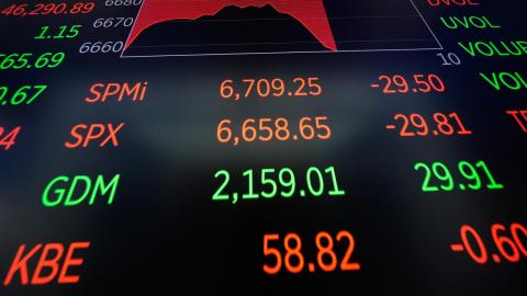 Financial information on display