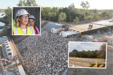 The Fitzroy River Bridge and Bunbury Outer Ring Road projects, with a photo of Treasurer Rita Saffioti.