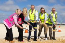Butler candidate Lorna Clarke, Bullwinkel candidate Trish Cook, Prime Minister Anthony Albanese and City of Wanneroo Mayor Linda Aitken and Member for Burns Beach Mark Folkard.