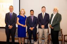 Tony Buti (left), Annie Fogarty, Anish Badgeri, Cameron Thorn, and moderator Bill Louden.