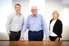Derek Gerrard (left), Malcolm Steinberg and Jan Stewart from Malka Foundation. Photo: Michael O’Brien