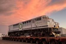 Fortescue's electric train prior to leaving Perth. Photo: Fortescue.