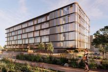 The proposed six-storey public ward at Joondalup Health Campus. Image: Silver Thomas Hanley architecture via JDAP document