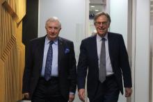 John McKechnie (left) will retire from the CCC while Michael Corboy (right) will be acting commissioner. Photo: Nadia Budihardjo