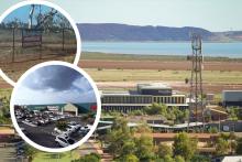 Top inset: A fake Bunnings sign which caused a stir among Karratha residents in decemember. Lower inset: A mock-up of the Bunnings Warehouse Karratha.