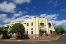 The state heritage listed Bridgetown Civic and Community Centre, Bridgetown, Western Australia, formerly the Bridgetown Town Hall, now the Bridgetown-Greenbushes shire offices‎. Photo: Calistemon. This file is licensed under the Creative Commons Attribution-Share Alike 4.0 International license.