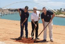 Sod turning at Sundrift Estate in Exmouth with Bob Fowler, centre. Photo: Fowler Group