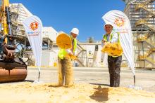Alinta Energy WA executive director Chris Campbell and Energy Minister Bill Johnston at the sod turning in 2023. Photo: Alinta