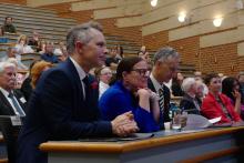 Jason Clare (left) with Curtin University vice-chancellor Harlene Hayne and Tertiary Education Minister Tony Buti. Photo: Nadia Budihardjo