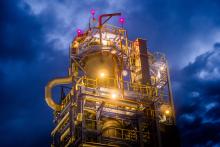 Oil and gas processing plant stock image.