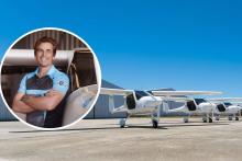 Inset: Korum Ellis. Main Pic: FlyOnE's airplanes. Photos: FlyOnE Sustainable Aviation.