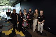 Waalitj Hub's Troy Cook, Birunji founder Kelsey Smith, Supply Nation CEO Kate Russell, Bidi's Joel O'Driscoll, Cryogenics Group director Marcia Edwards, and Dylan Booth from Supply Nation. Photo: Tom Zaunmayr