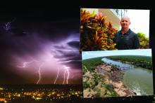 KAG's Martin Peirson-Jones and damage to the Fitzroy River bridge in 2023. Photos: Tom Zaunmayr, Main Roads WA