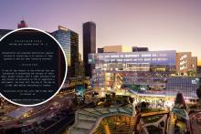 Pic: ECU's new campus in Perth. Inset: A ransom note posted by the group responsible for the Instucture breach. Photo: supplied.