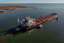 CMB.TECH's dual-fuelled vessel at the Port of Port Hedland. Photo: Kollektive Media