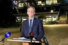 Tony Brown announcing an inquiry into the City of Perth. Photo: Gary Adshead